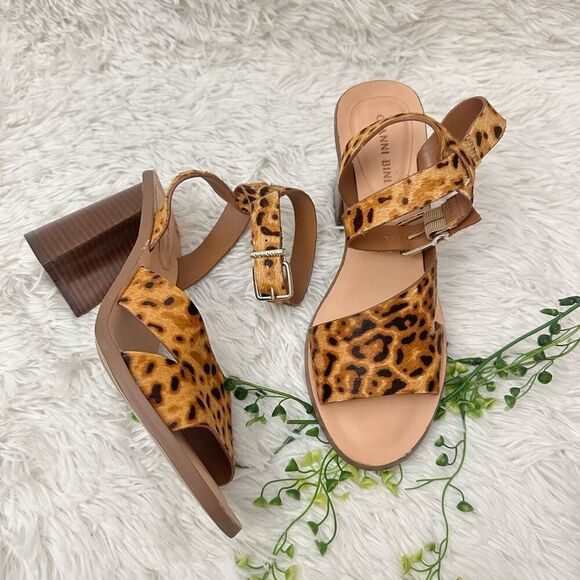 Gianni Bini Marilane‎ Animal Print Dyed Fur Slingback Open toe Sandals sz 9M - Picture 1 of 12